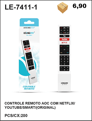 CONTROLE REMOTO AOC COM NETFLIX/ YOUTUBE/SMART/(ORIGINAL) 200PÇ=6,9$