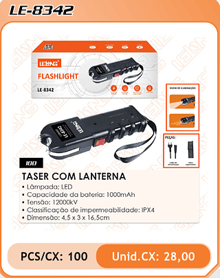 TASER COM LANTERNA 100PÇ=28$