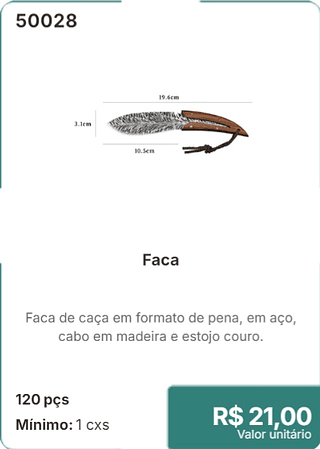 Faca 120 pçs R$ 21,00