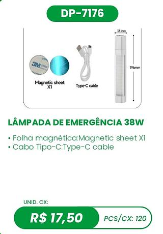 LÂMPADA DE EMERGÊNCIA 38W 120PÇ=17,5$