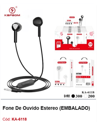 Fone De Ouvido Estereo R$2,79 PCS/CX:500