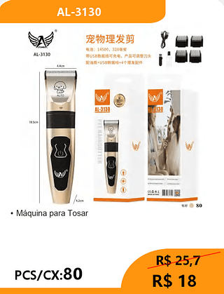 Máquina para Tosar PCS/CX:80 R$ 18