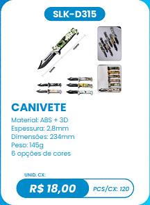 CANIVETE UNID. CX: R$ 18,00 PCS/CX: 120