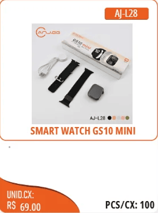 SMART WATCH GS10 MINI UNID.CX:RS 69.00 PCS/CX:100
