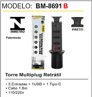 Torre Multiplug Retrátil 30PCS/CX Unid. CX:92,00