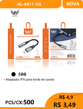 Adaptador IPN para fonde de ouvido PCS/CX:500 R$3,49