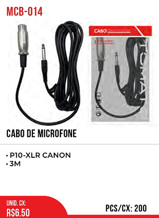 CABO DE MICROFONE 200pç=6,5$
