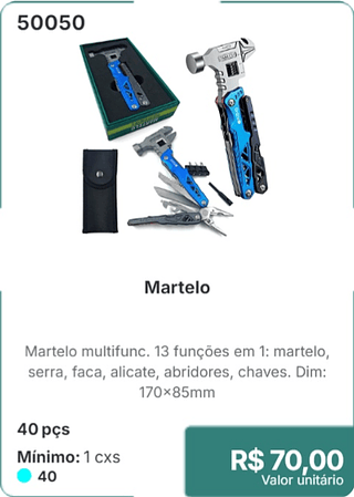 Martelo 40 pçs R$ 70.00