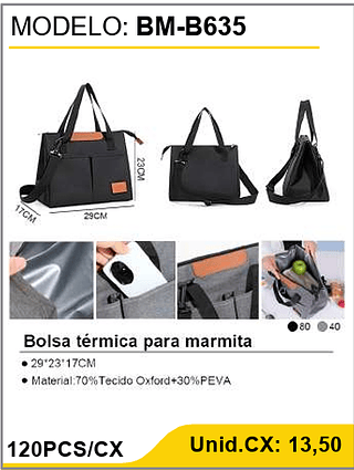 Bolsa térmica para marmita 120PCS/CX Unid.CX: 13,50