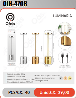 LUMINARIA PCS/CX: 40 Unid.CX: 29,00
