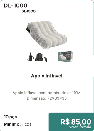 Apoio Inflável 10 pçs R$ 85,00