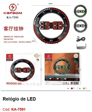 Relógio de LED R$67,5 PCS/CX:20