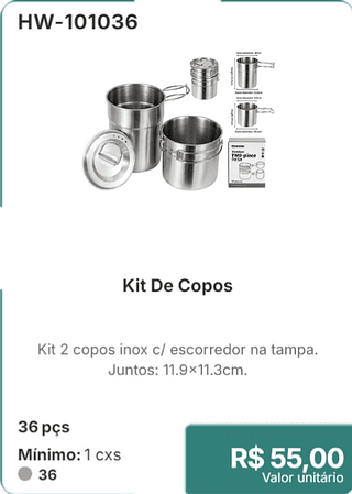 Kit De Copos 36 pçs R$ 55,00