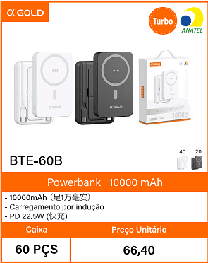 Powerbank10000 mAh Caixa 60 PCS Preco Unitario 66,40