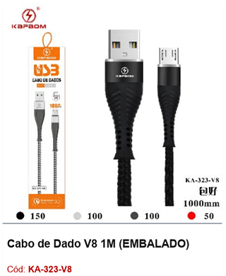 Cabo de Dado V8 1M R$ 2,7 PCS/cx:400
