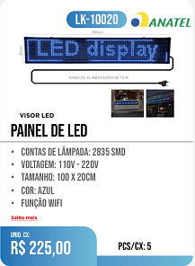 PAINEL DE LEd PCS/CX: 5 UNID. CX: r$ 225,00