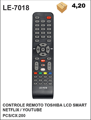 CONTROLE REMOTO TOSHIBA LCD SMART/NETFLIX/YOUTUBE 200pç=4,2$