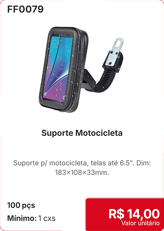 Suporte Motocicleta 100 pçs R$ 14.00
