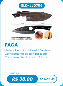 FACA UNID. CX: R$ 38,00 PCS/CX: 60