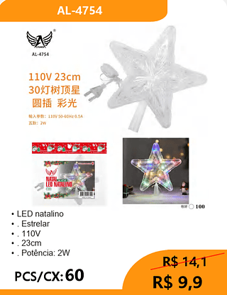 ESTRELA NATALINA PCS/CX:60 R$ 9,9