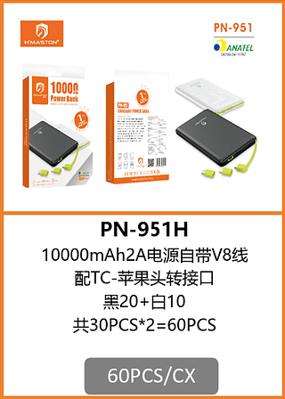 POWER BANK 10000mAh2A 60PCS/CX R$:34,64