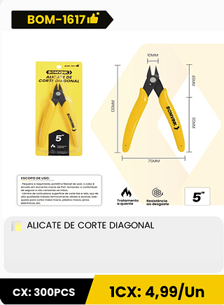 ALICATE DE CORTE DIAGONAL CX: 300PCS 1CX: 4,99/Un