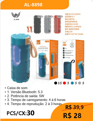 Caixa de som PCS/CX:30 R$28