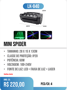 MINI SPIDER PCS/CX: 4 UNID. CX: r$ 220,00