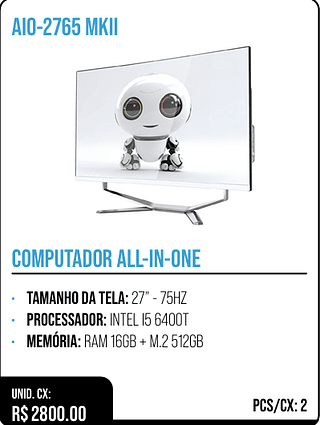 COMPUTADOR ALL-IN-ONE CURVO UNID. CX: R$ 3500.00 PCS/CX: 3