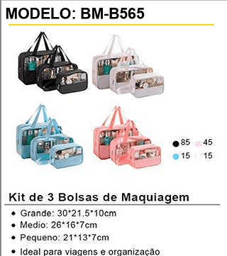 Kit de 3 Bolsas de Maquiagem 160kits/CX Unid.CX: 17,80
