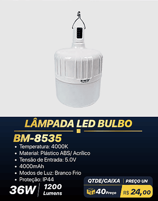 LÂMPADA LED BULBO 40PÇS R$24,00