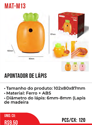 APONTADOR DE LÁPIS 120pç=9,5$