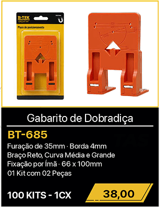 Gabarito de Dobradiça 100KITS R$38,00