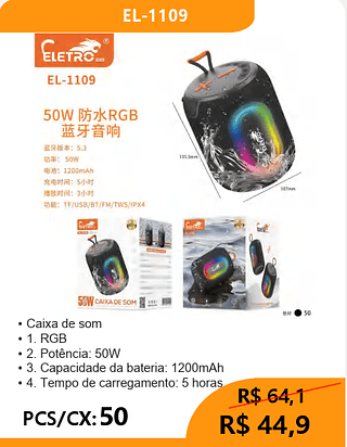CAIXA DE SOM PCS/CX:50 R$44,9