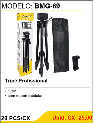 Tripé Profissional 20 PCS/CX Unid. CX: 25,00