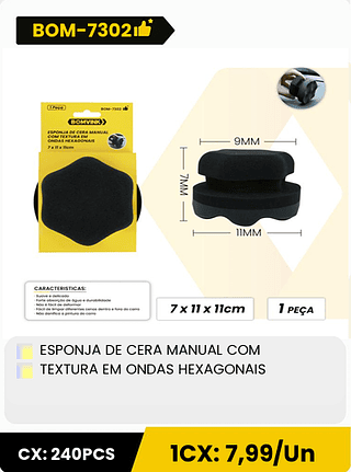 ESPONJA DE CERA MANUAL COM TEXTURA EM ONDAS HEXAGONAIS CX: 240PCS 1CX: 7,99/Un