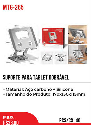 Suporte Para Tablet Dobrável 40pç=33$