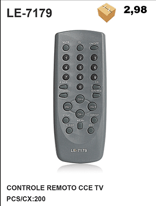 CONTROLE REMOTO CCE TV 200pç=2,98$