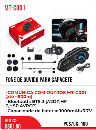 Fone De Ouvido Para Capacete 100pç=61$