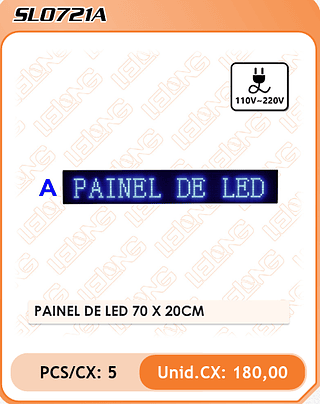 PAINEL DE LED 70 X 20CM 5pç=180$