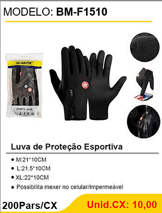 Luva de Proteção Esportiva 200Pars/CX Unid.CX: 10,00