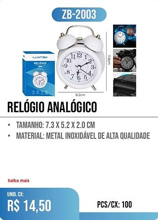 relógio analógico 100pç=14,50$