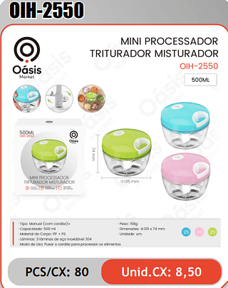MINI PROCESSADORTRITURADOR MISTURADOR PCS/CX:80 Unid.CX: 8,50