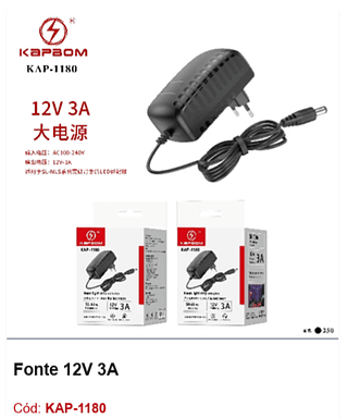 Fonte 12V 3A R$ 5,4 PCS/cx:250