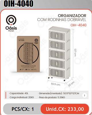 ORGANIZADORCOM RODINHAS DOBRAVEL PCS/CX: 1 Unid.CX: 233,00