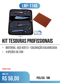 kit tesouras profissionais PCS/CX: 100 UNID. CX: r$ 56,00