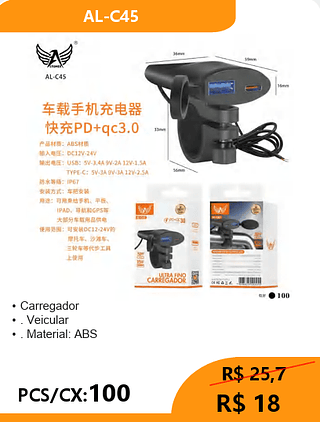 Carregador MOTO PCS/CX:100 R$ 18