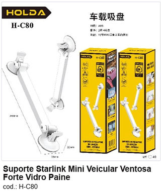 Suporte Starlink Mini Veicular Ventosa Forte Vidro Paine R$ 36 PC/CX:40