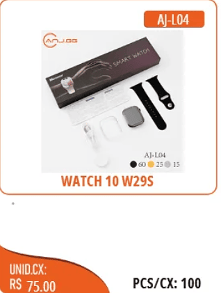 WATCH 10 W29S UNID.CX: RS 75.00 PCS/CX:100