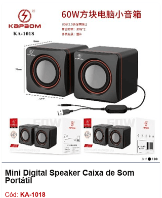 Mini Digital Speaker Caixa de Som Portátil R$12,15 PCS/Cx:100